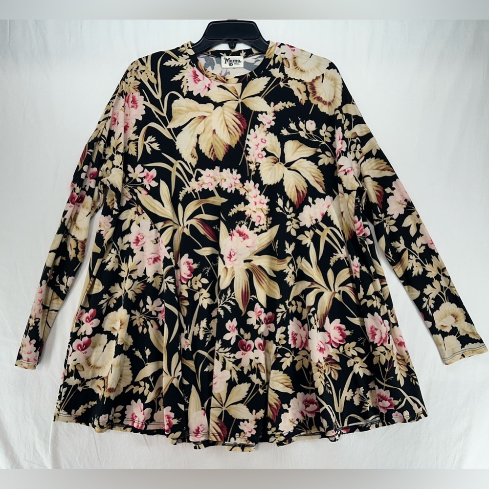 Show Me Your Mumu Will Oversized Tunic Top Black Floral Size Small